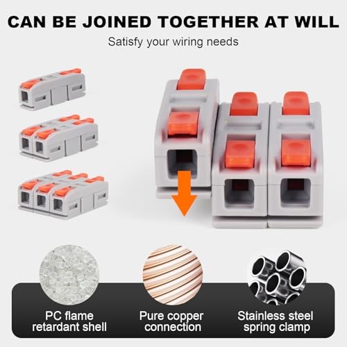 Lever Wire Connectors, Mini Quick Connectors Push-in, 1 in 1 Out 60PCS
