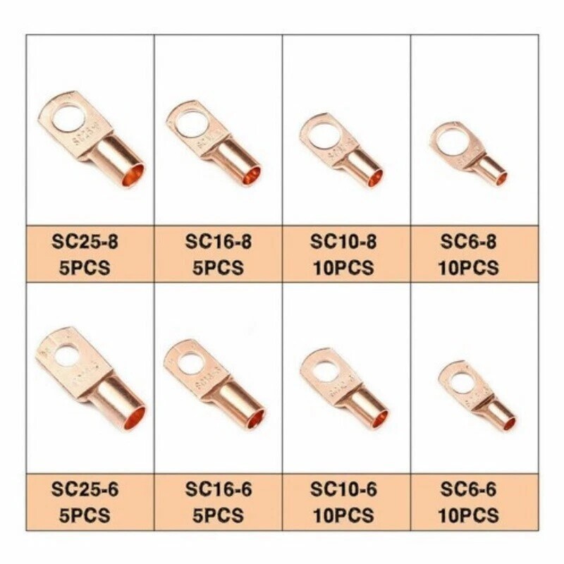 Battery Cable Lug Crimping Tool 10-1 AWG/W 140PC Copper Ring Terminal Heavy Duty
