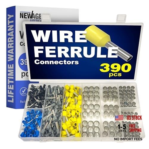 390pcs Wire Ferrules Kit | AWG 16-2 | Copper & Nylon | 390 PCS | AWG 16-2