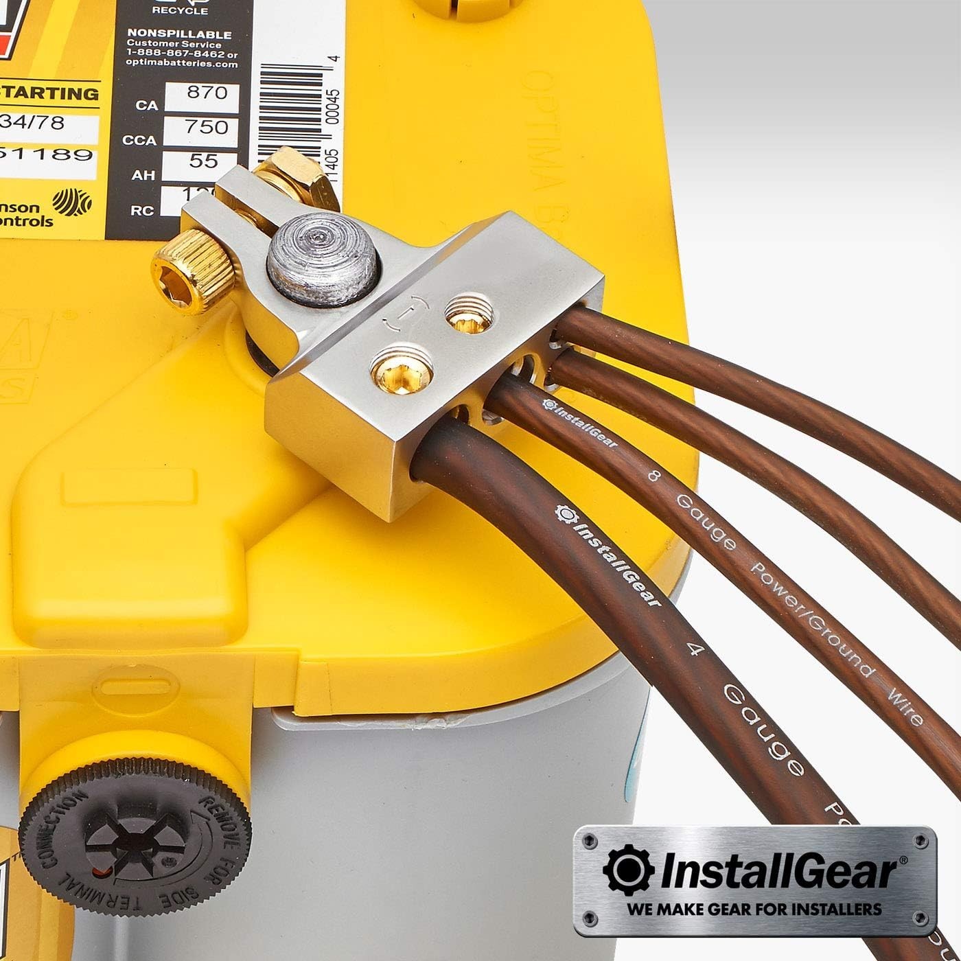 Nickel & Gold Battery Terminals Set – Positive/Negative for 2-10 Gauge