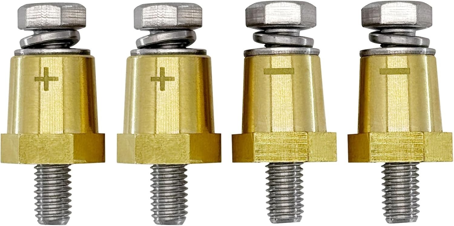 M8 Thread Brass Battery Terminal Charging Posts Battery Post Adapter +/- with…