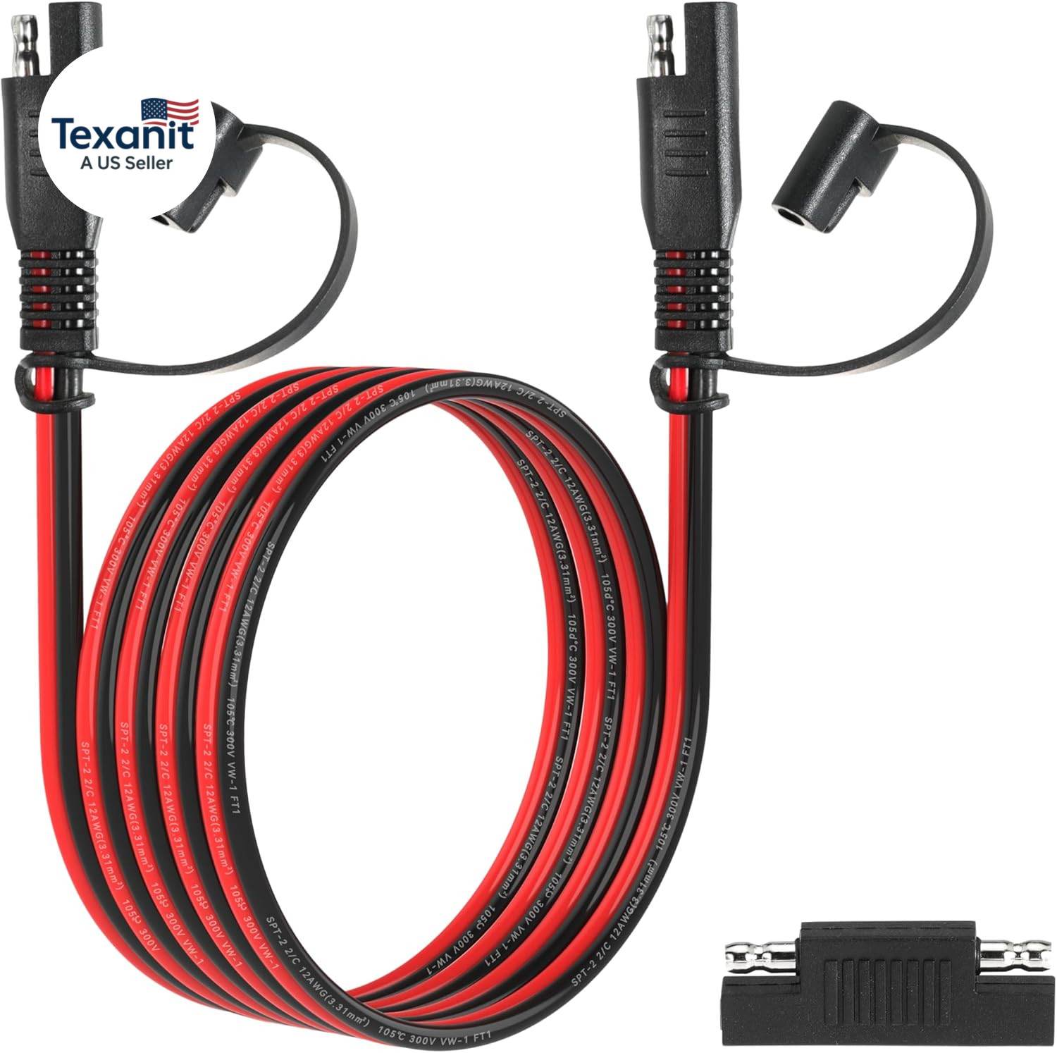 6FT 12AWG SAE Extension Cable, 12 AWG SAE to SAE Quick Disconnect Wire Harness 1