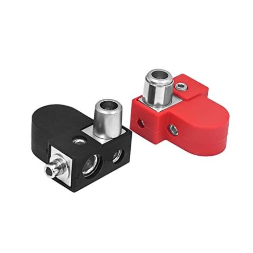 BTO Solid Brass Positive Negative Battery Terminals with Adaptor Collars,