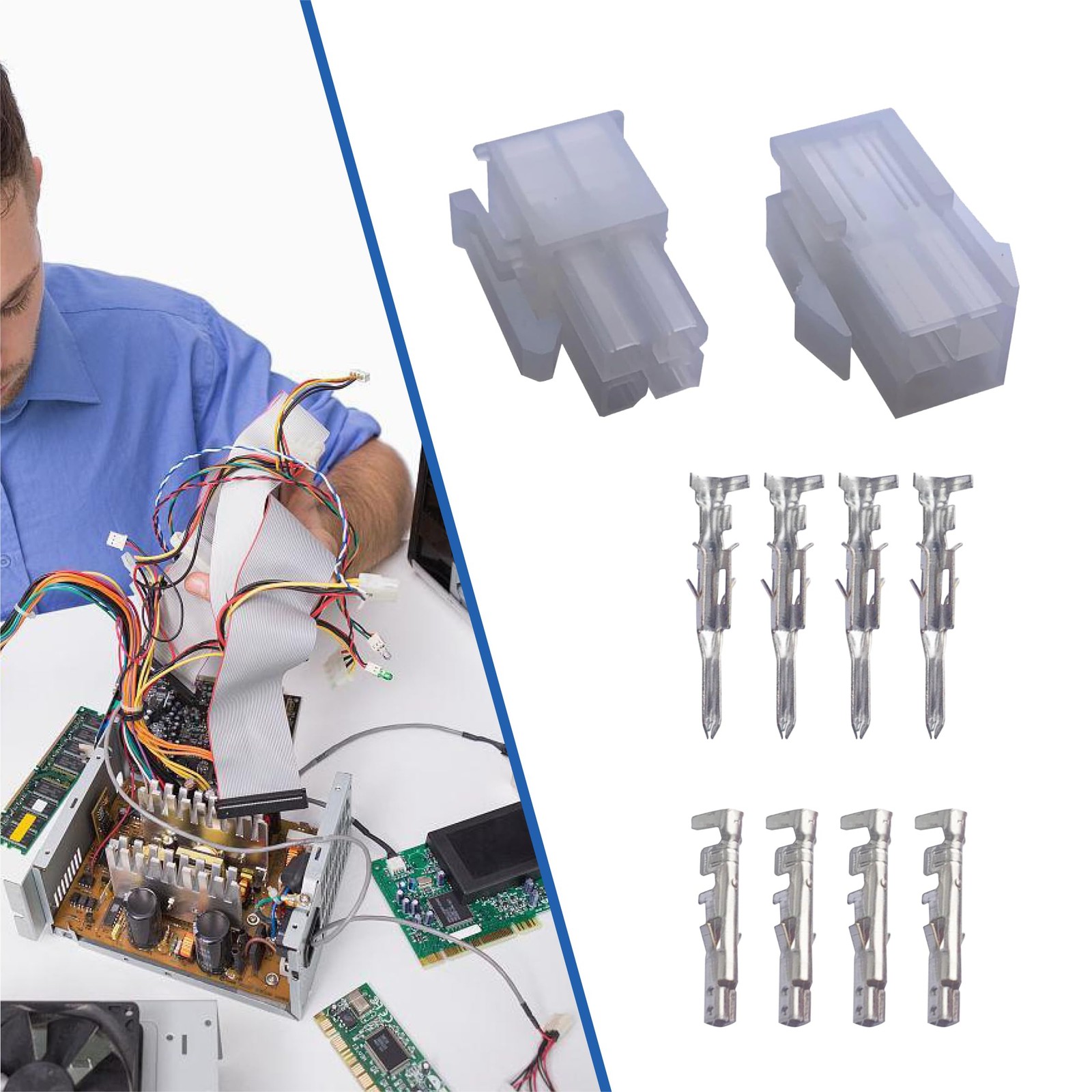 8-Piece 4-Pin Connector Set, 18-24AWG, 4.2mm, 0.0165, Disconnect Terminal