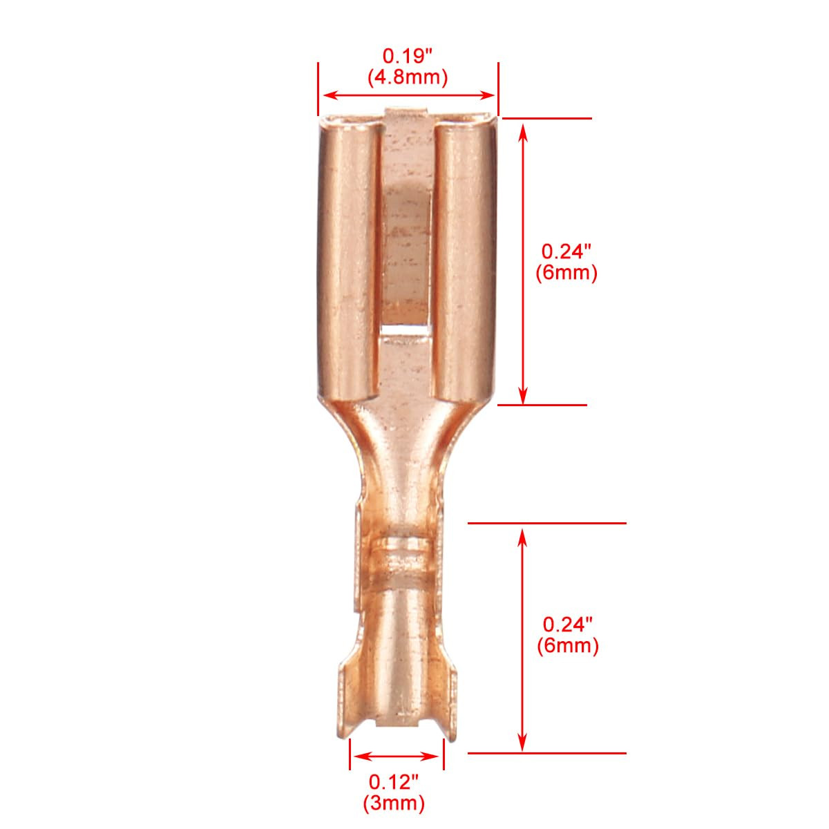 4.8 Mm(0.187) Female Spade Locking Tab Quick Splice Crimp Terminal Connector No