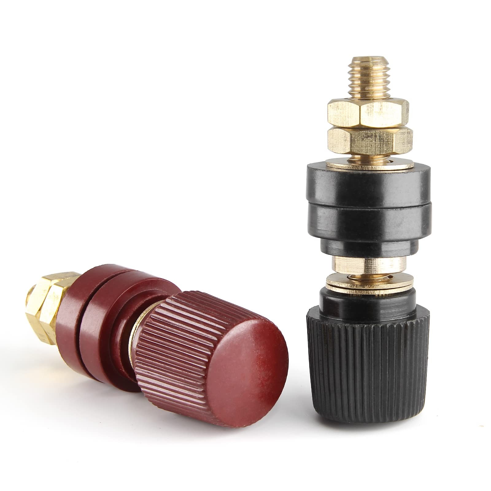 2 Pcs 3/8″ Battery Terminal Connector – Power Junction Post (Red & Black)