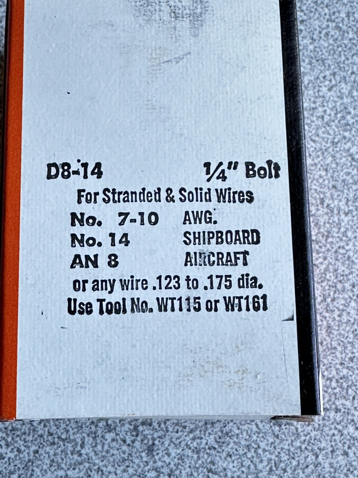 NEW Box of 25 T&B Sta-Kon D8-14 Ring Terminal Connector Uninsulated 1/4″ Bolt