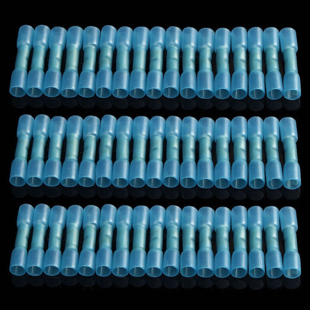 1000pcs 14-16 Gauge Blue AWG Heat Shrink Butt Wire Connectors Crimp Terminals US