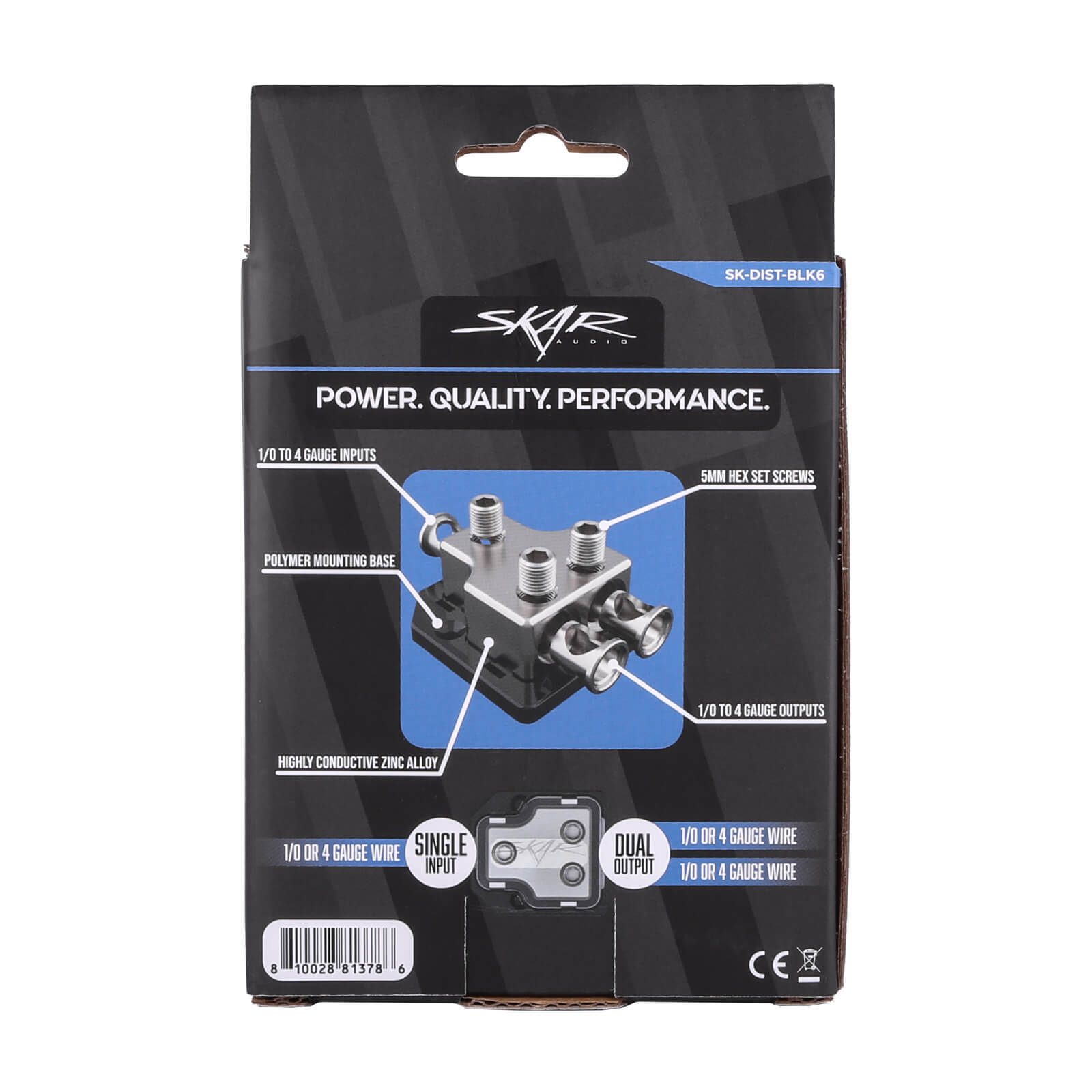 NEW SKAR AUDIO X1 1/0 OR 4 GA INPUT TO X2 1/0 OR 4 GA OUTPUT DISTRIBUTION BLOCK