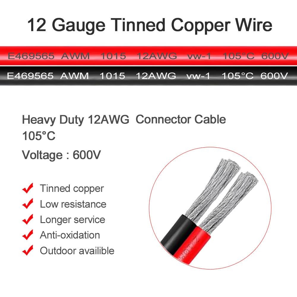 DTP 2 Pin Waterproof Connector with 12 AWG Cable Wire,2 Way DT Connector
