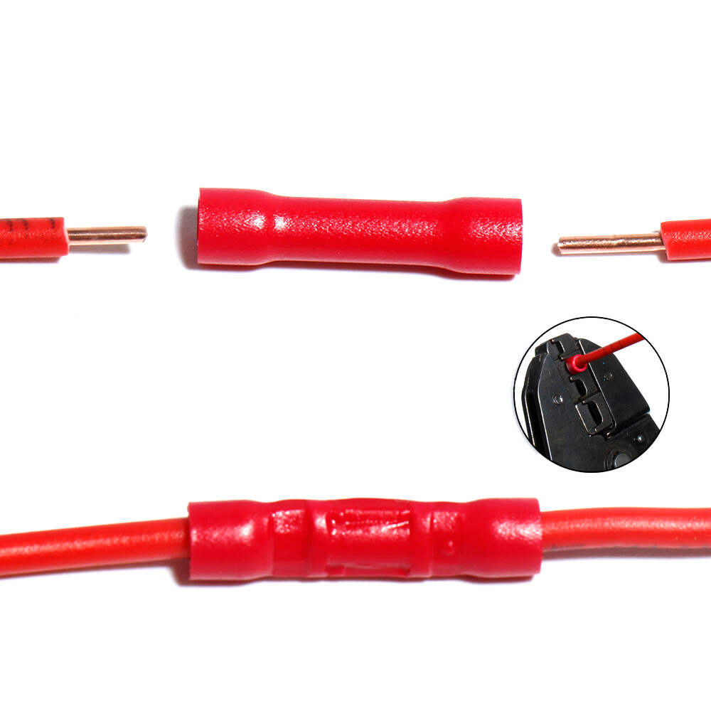 50-500x Insulated Straight Crimp Terminal Electrical Splice Butt Wire Connectors