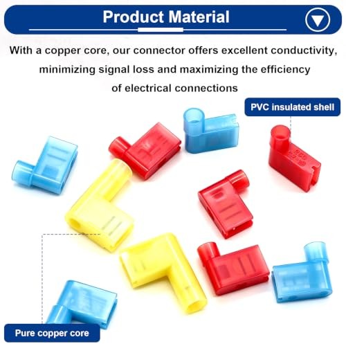 90Pcs Right Angle Flag Spade Connector Wire 90Pcs Connectors+Crimping Tool