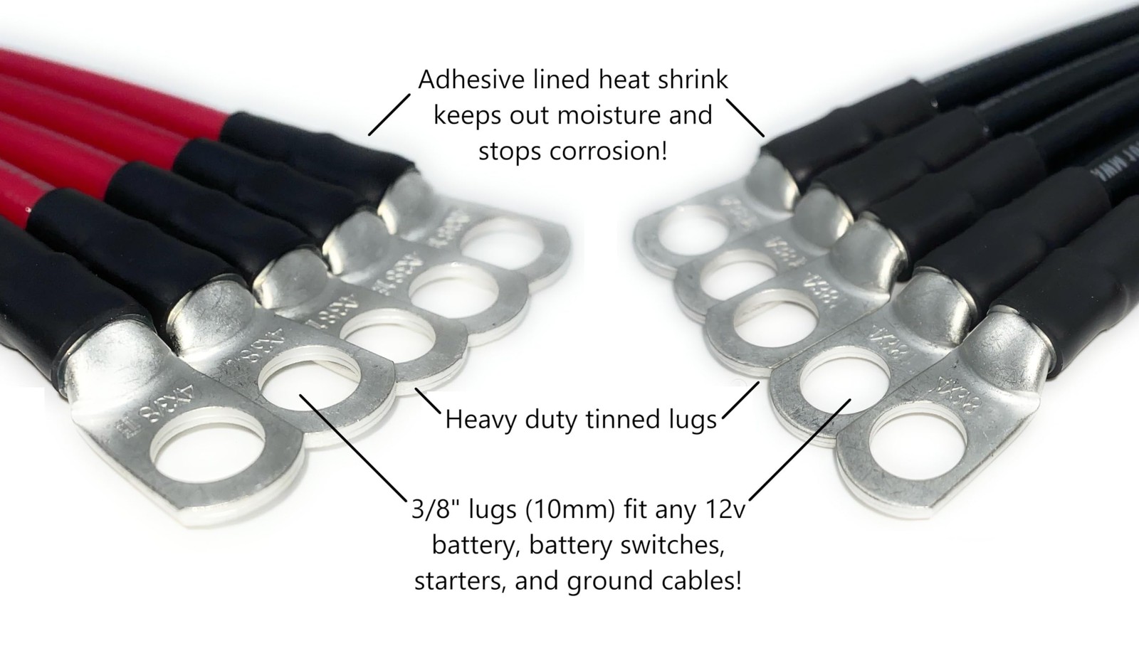 Heavy Duty Marine Battery Cables 4 Gauge, USCG Approved, 115ft Lengths