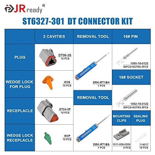 3 Pin Deutsch DT Connector Kit 10 Sets with Pin Removal Tools 3-Pin (10 Pairs)