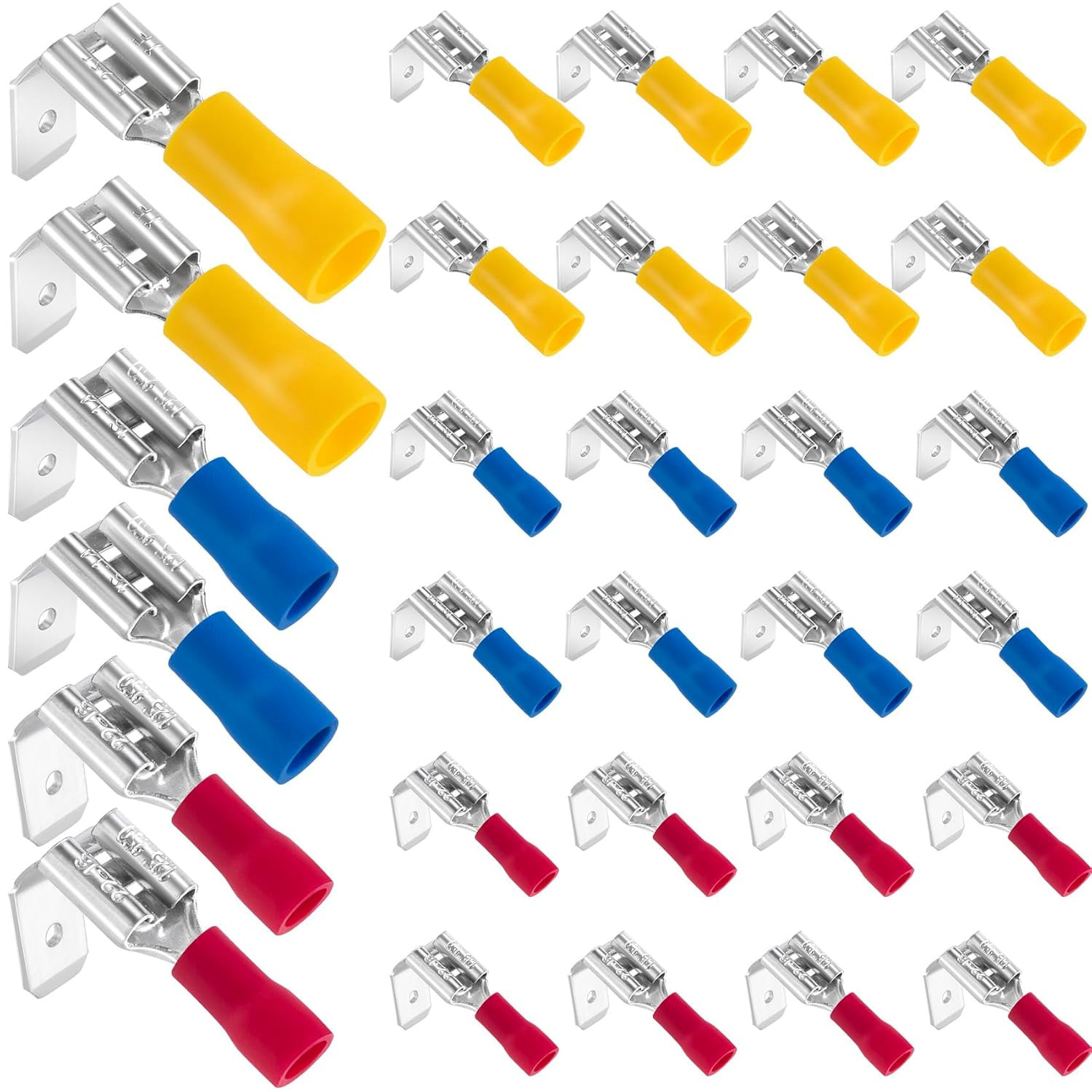 30Pcs Piggyback Spade Connectors,22-10 AWG 1/4″ Quick Disconnect Piggyback Spade