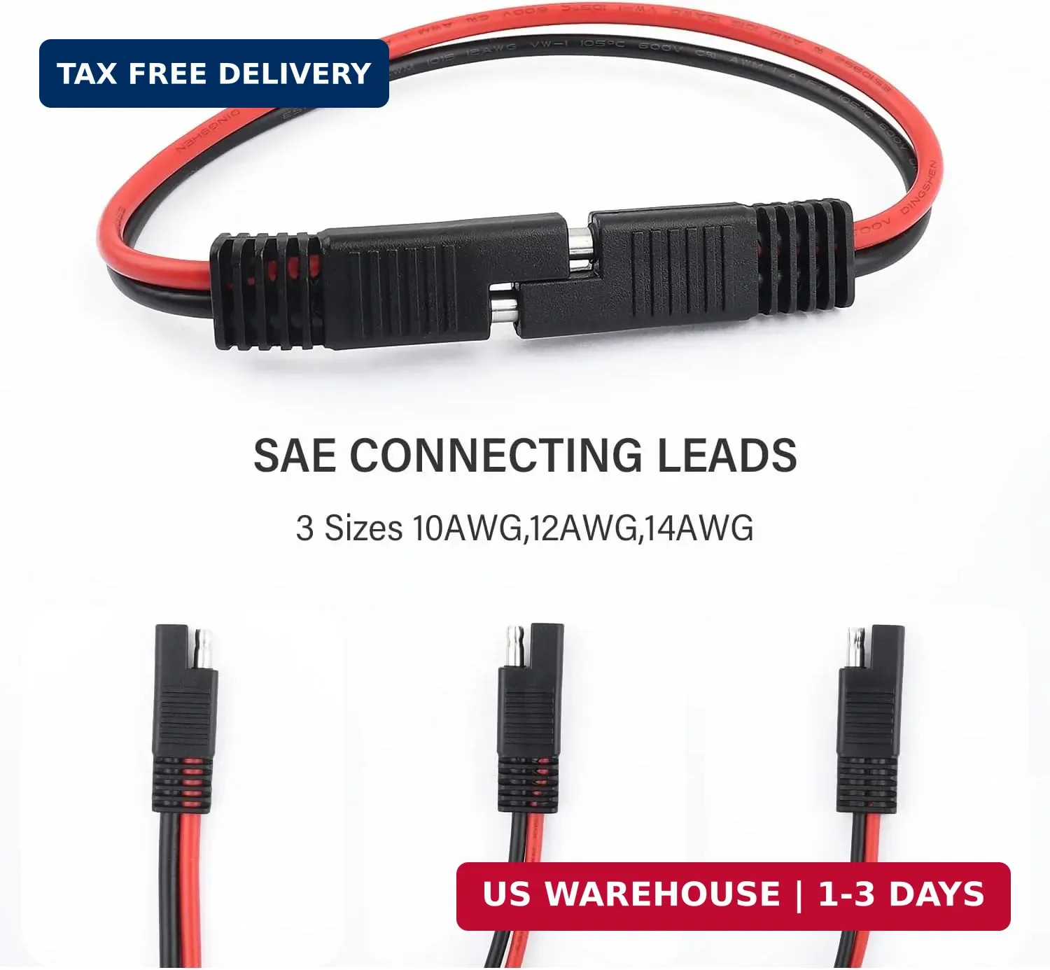 5PCS SAE Connectors Quick Disconnect Wire Harness,2 Pin SAE Plug with 12 Gauge