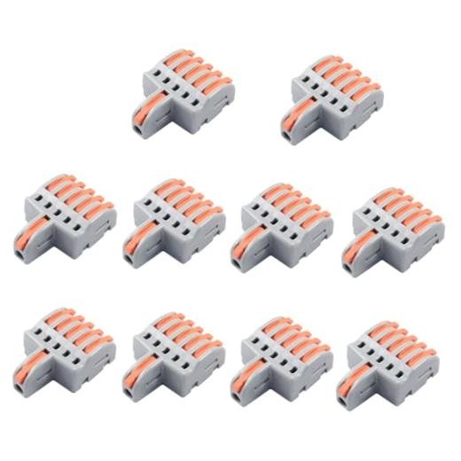 Pcs 1 in 5 Out Mini Electrical Wire Connectors, Nylon 1 in 5 out 10 Grey