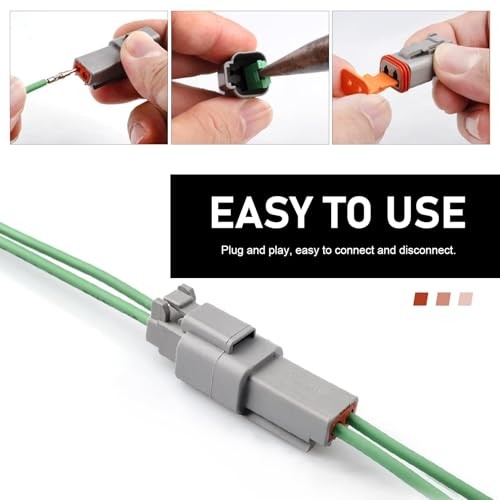 102PCS 2 Pin Deutsch Connector Kit, 12 Sets DT04-2P DT06-2S Waterproof