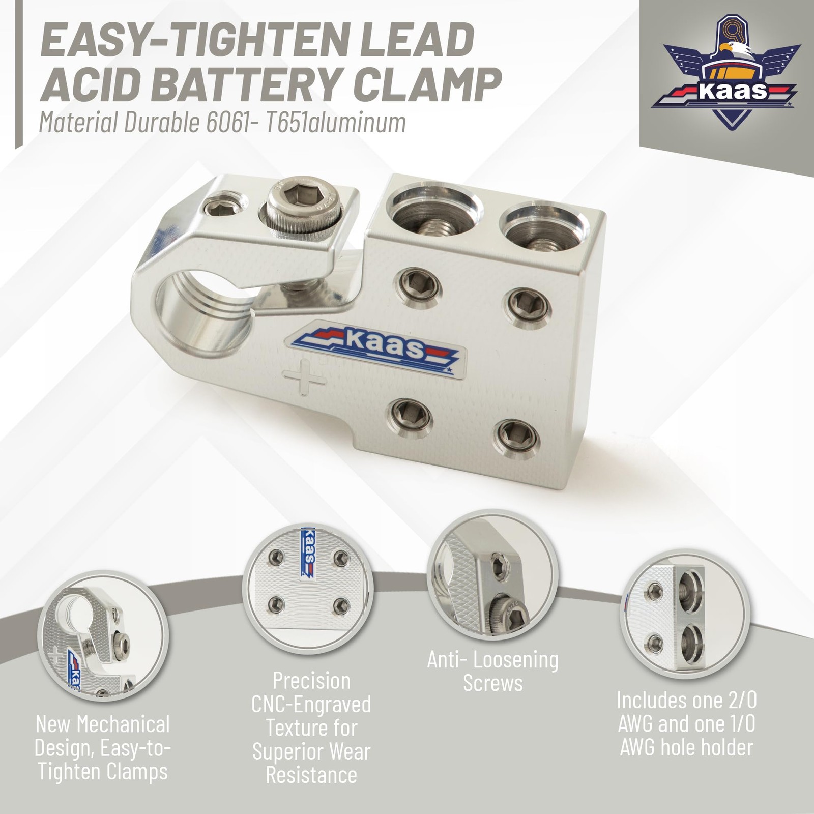 Lead Acid Battery Terminal Clamps, Metallic Silver, Positive and Negative Set…