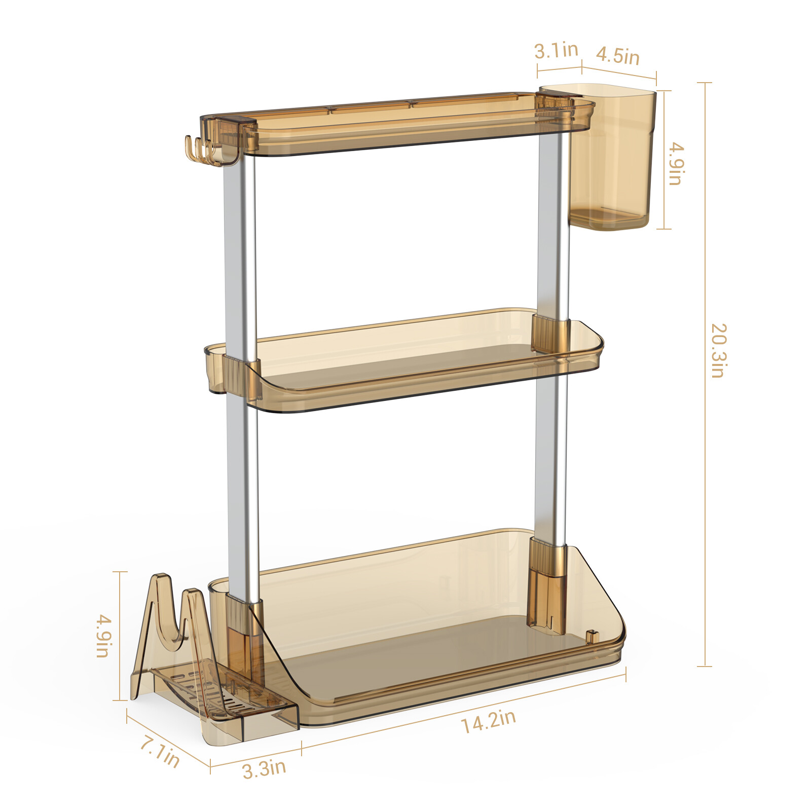3 Tier Storage Organizer Shelf Kitchen Basket Bathroom Countertop Shelving Unit