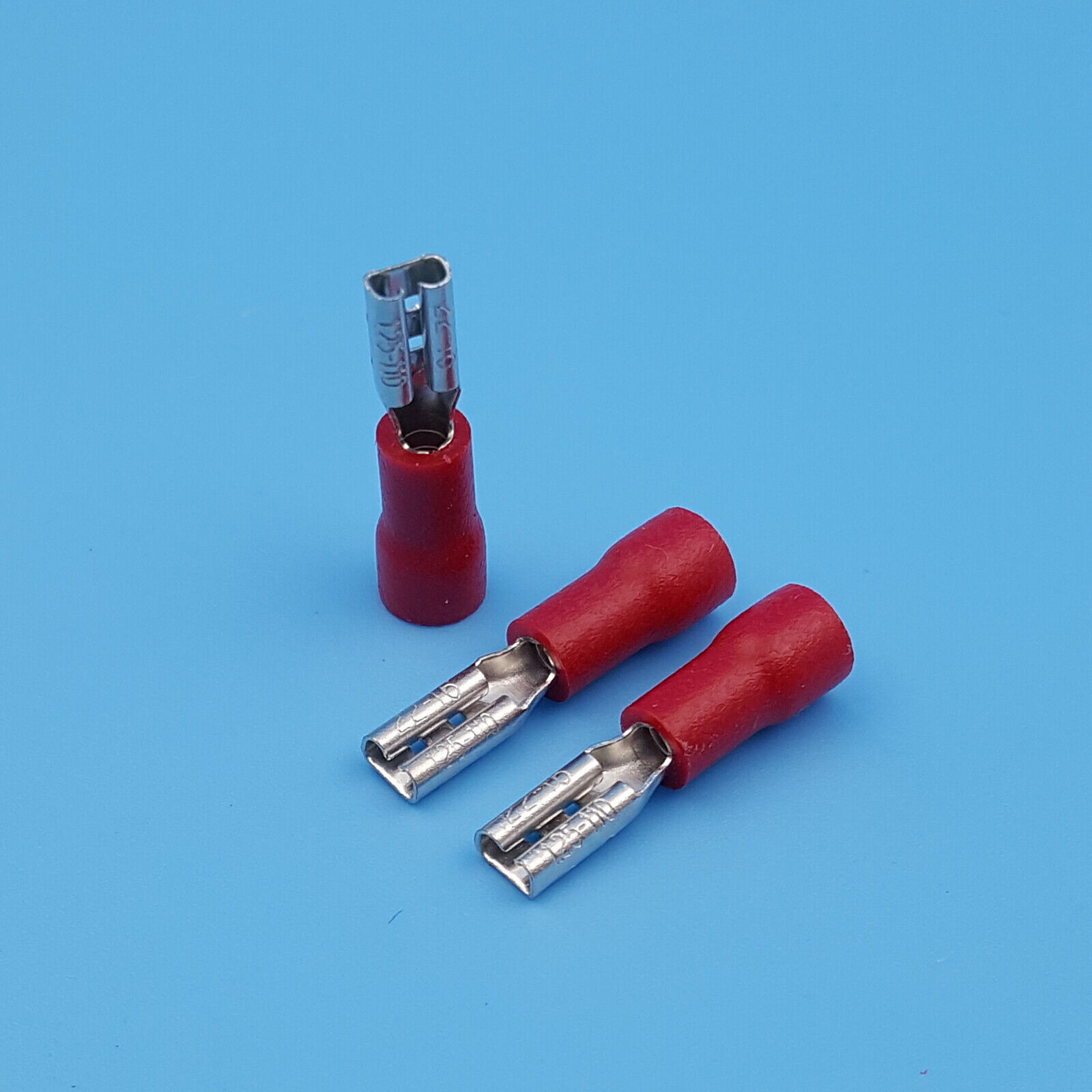 100Pcs Red 2.8mm Female Spade Quick Disconnect 22-16 AWG Wire Crimp Terminals