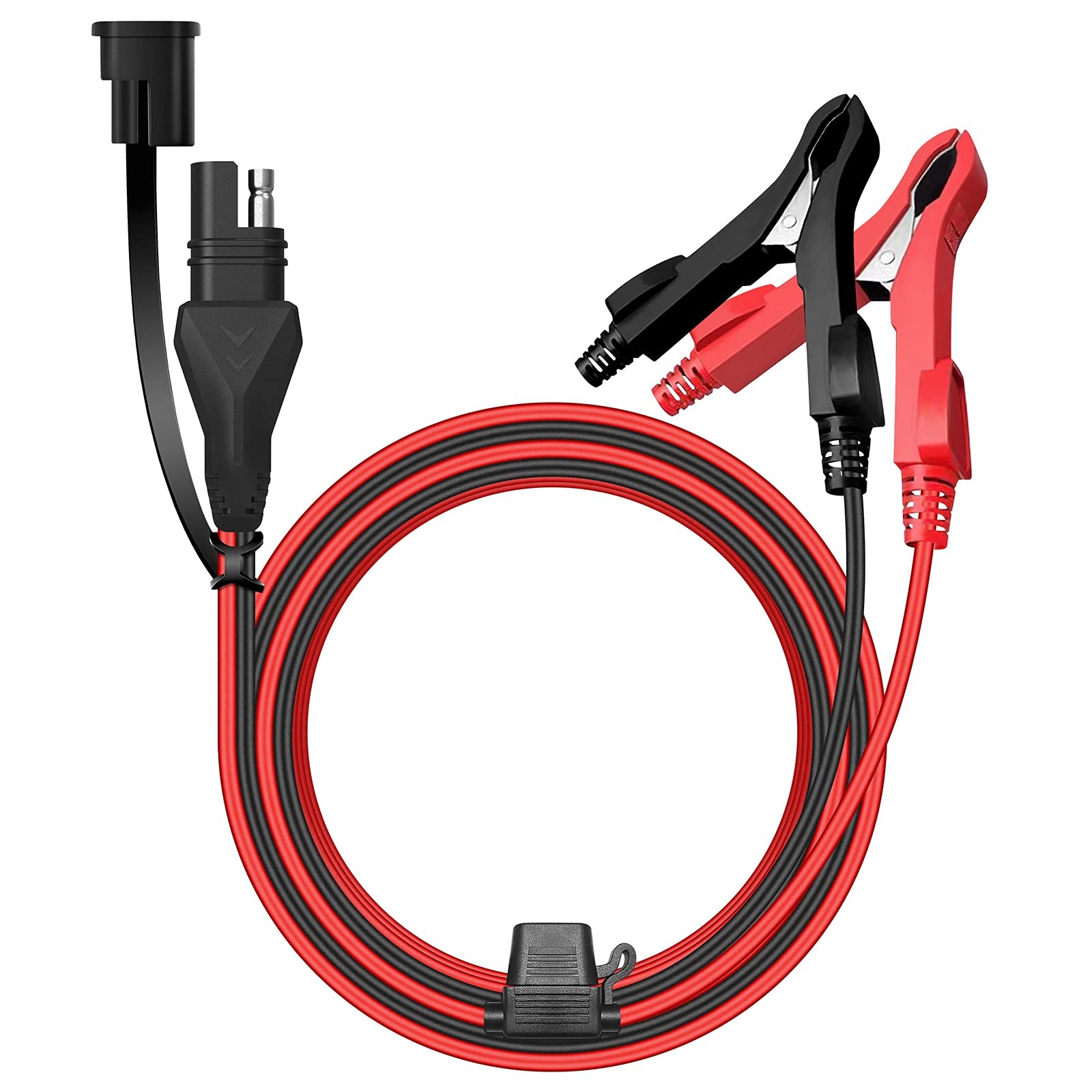 5FT 16AWG Waterproof SAE to Alligator Clips Cable with 10A Fuse for Solar