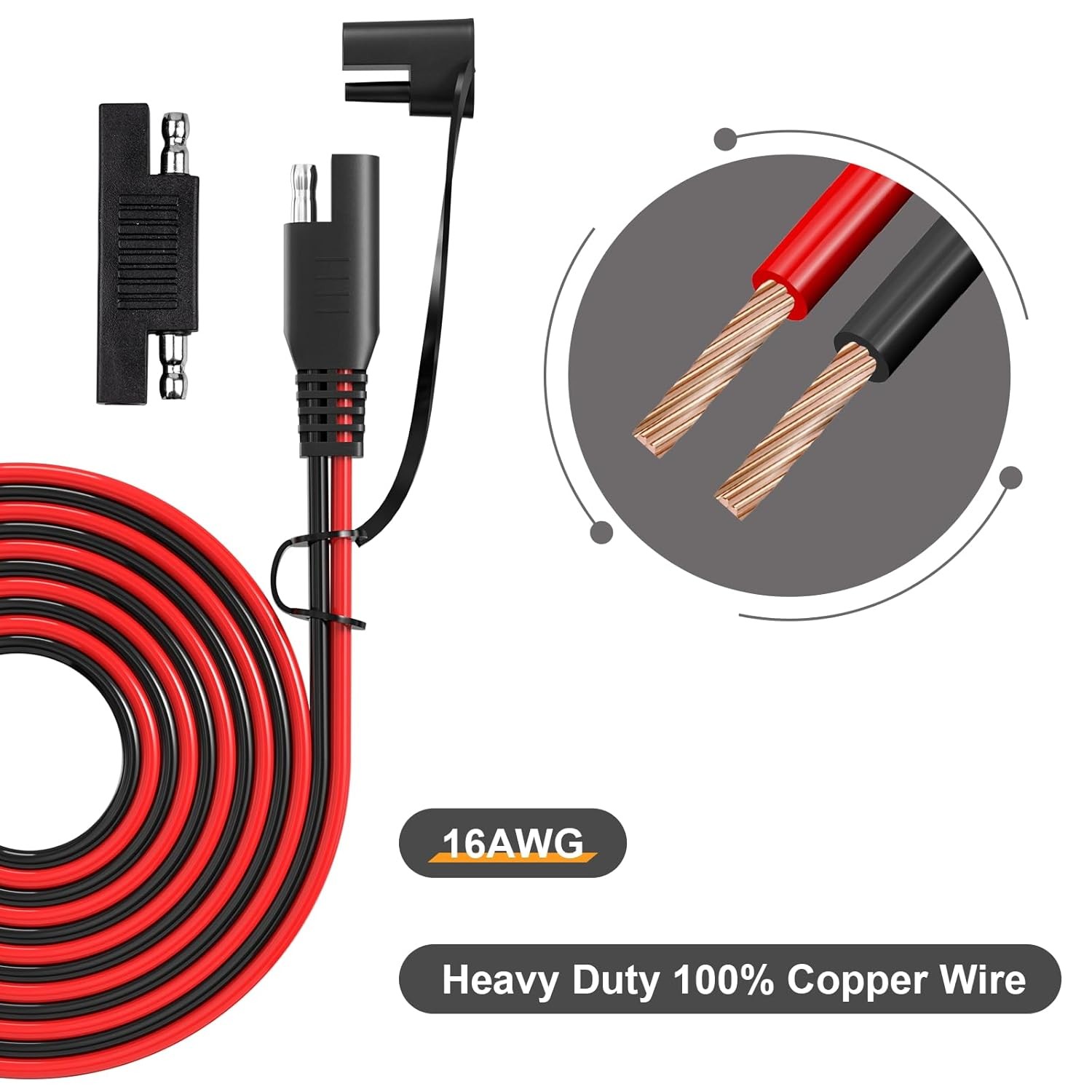 12FT 16AWG SAE Extension Cable, SAE Connector Cable Quick Disconnect Connector 1