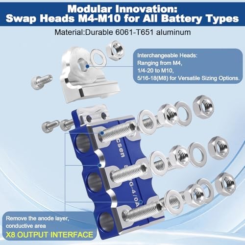 Heavy-Duty 12-Way Battery Terminal Connectors, 8AWG to 4/0 AWG Universal 12w