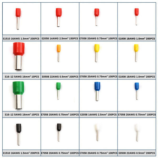 2120PCS Electrical Wire Connectors Cord Pin End Bootlace Ferrule Crimp Terminals