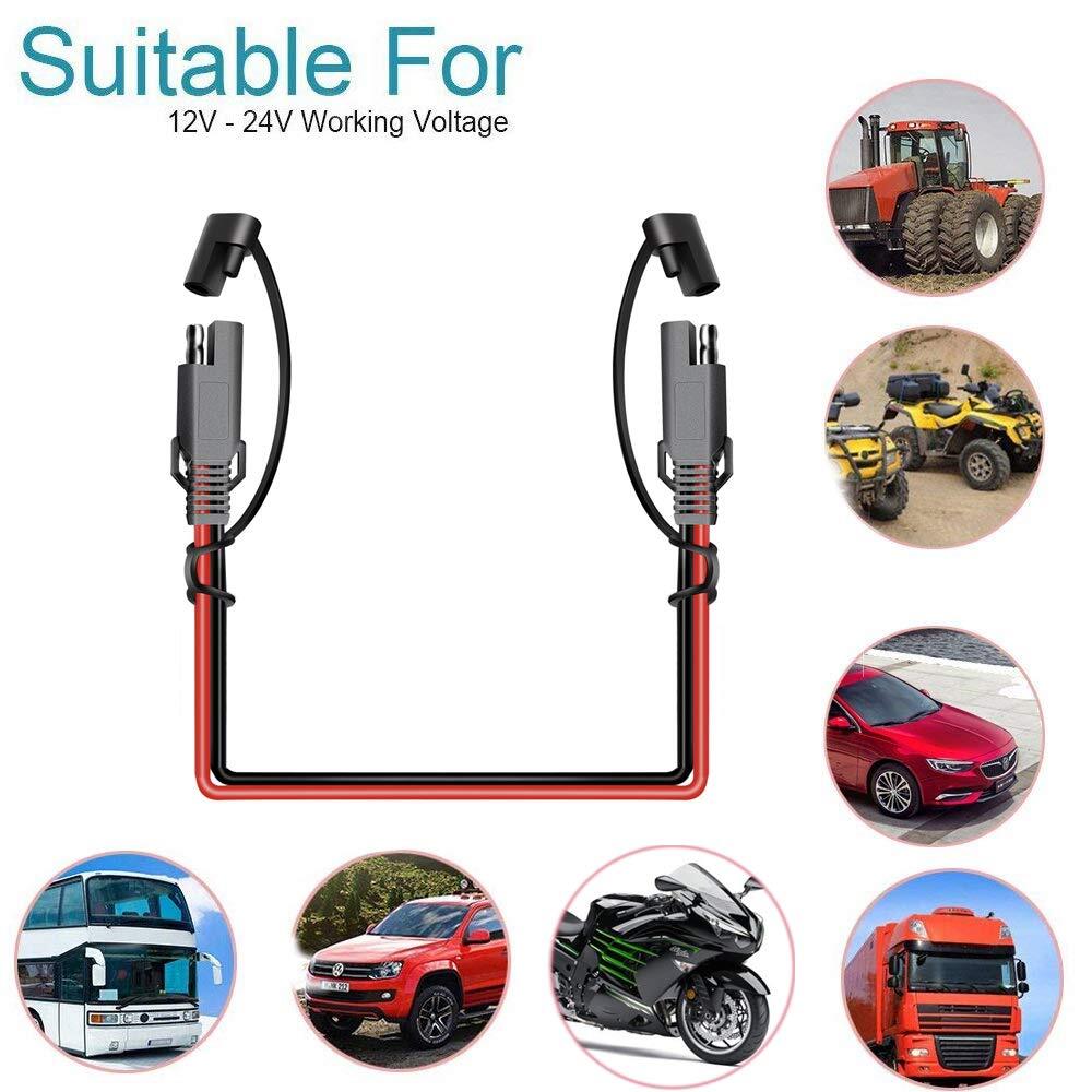 SAE to SAE Extension Cable 3 Pack 3 Feet 18 AWG 2-Pin Quick Release 12-24V
