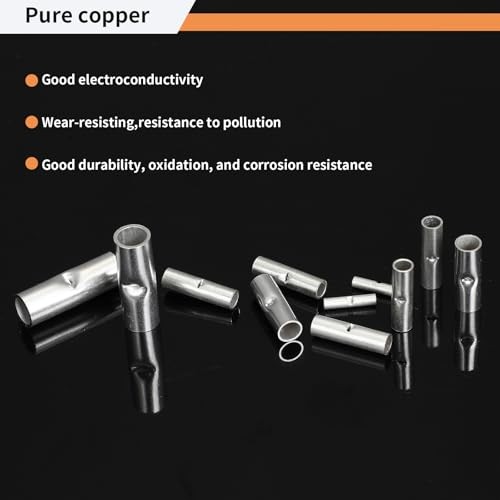 Tellegloww 600 Pcs Non Insulated Butt Connectors Kit Uninsulated Splice Wire