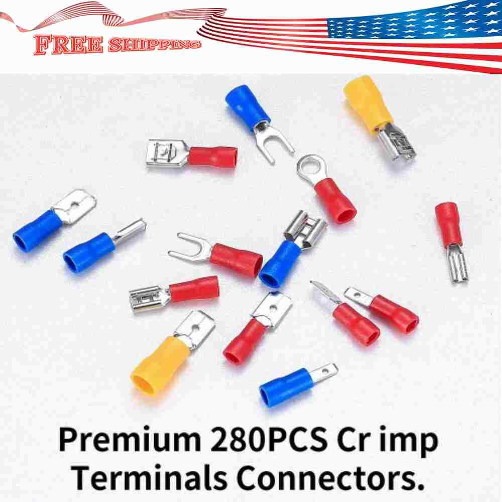 280PCS Assorted Insulated Port Connectors Kit Electrical Wire Crimp Terminals US