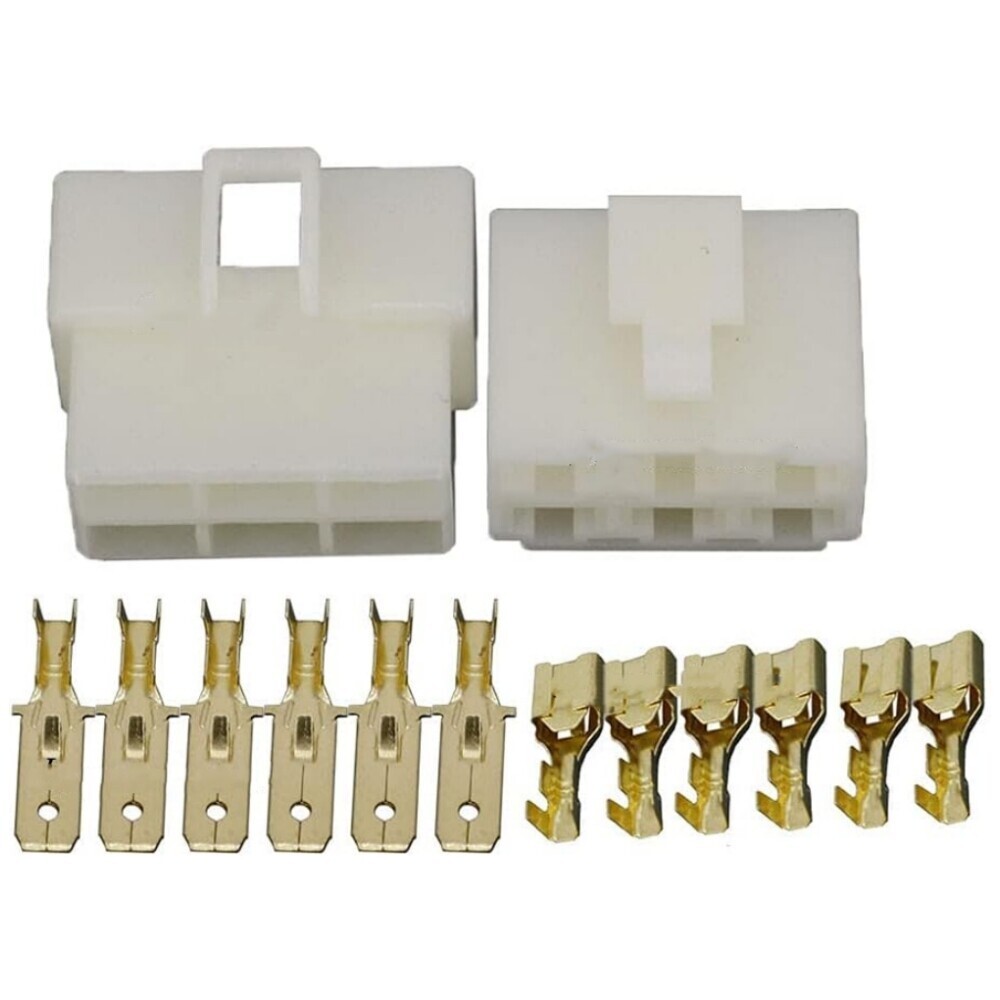 1-20 Set 6 Pin Socket Plug Male Female Brass 6.3mm Spade Terminal Wire Connector