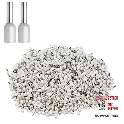 1000 PCS AWG 22/0.5mm² Wire Ferrules Insulated Copper Crimp White 1000PCS