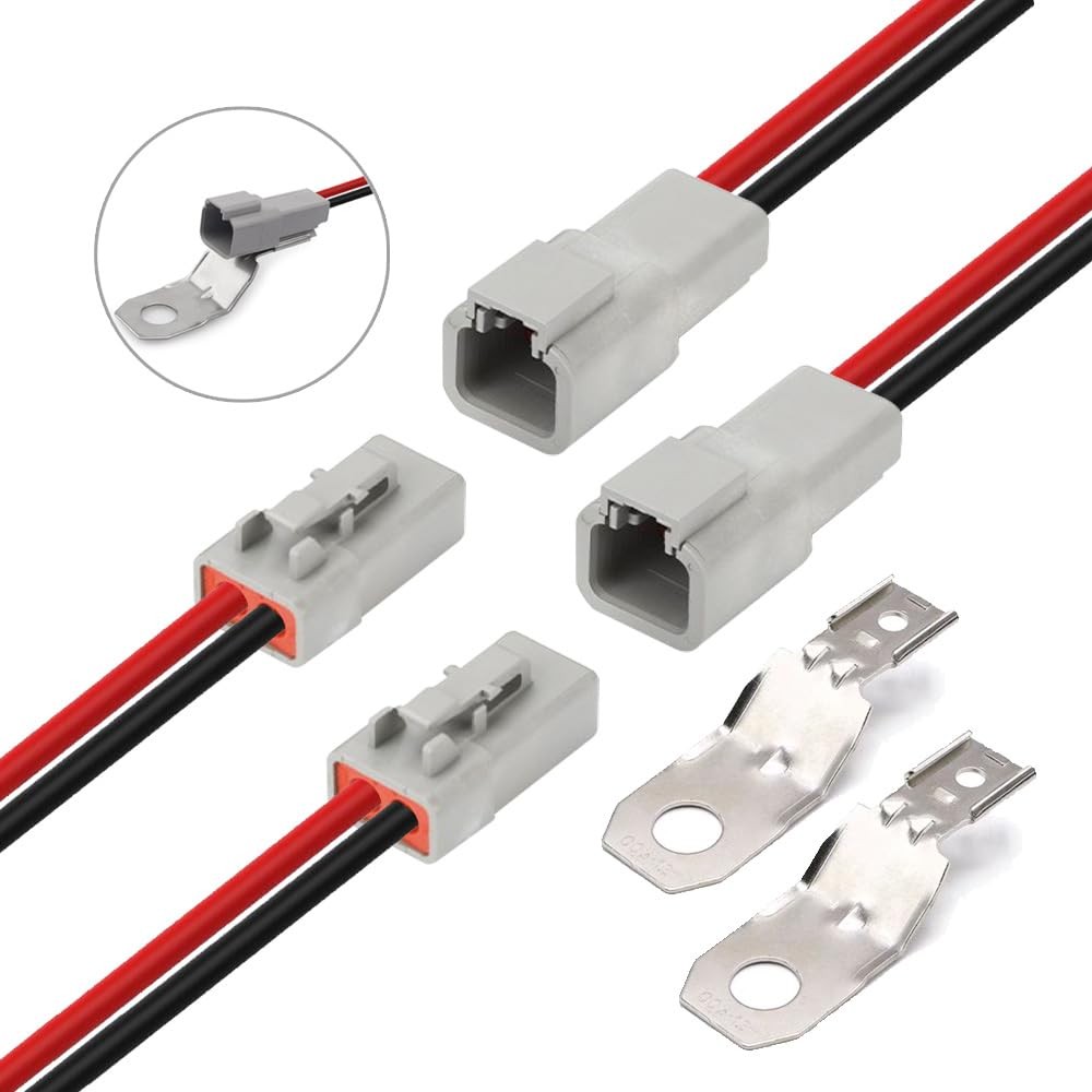 2 Pin Connector with 12 AWG Cable Wire 2 Way DT Automotive Waterproof