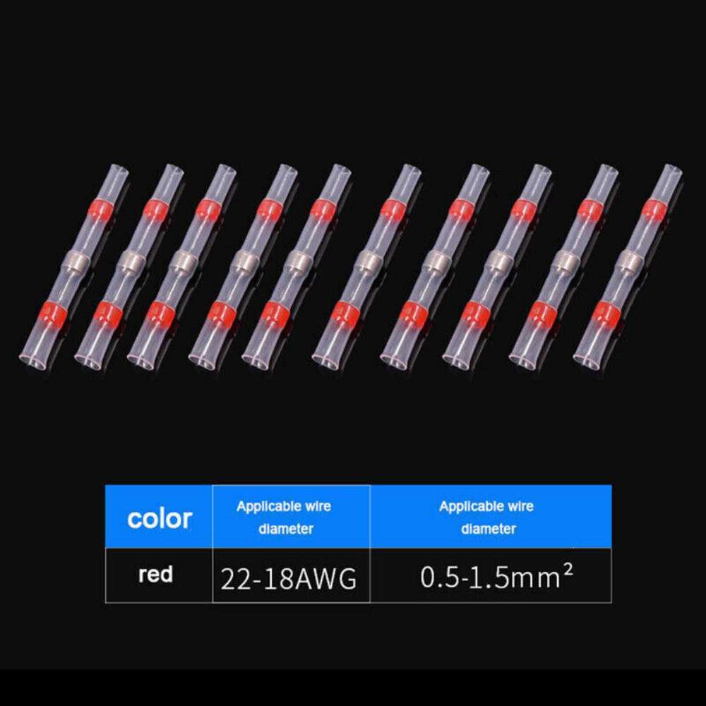 50Pcs 26-10 AWG Solder Seal Sleeve Heat Shrink Butt Wire Connectors Terminals