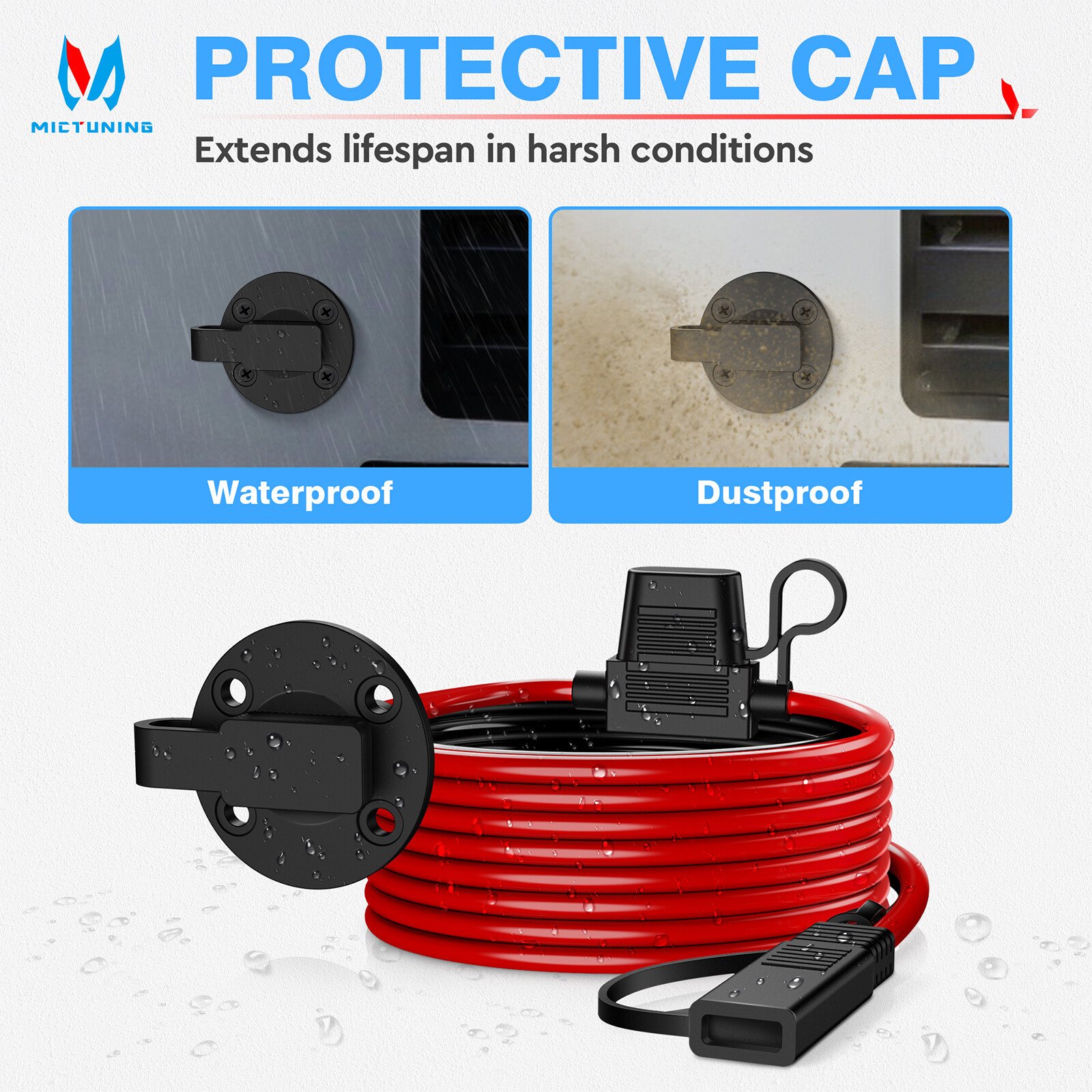 2pcs 1.5ft 12AWG Power SAE Socket Port to SAE Cord Connector Extension Cable
