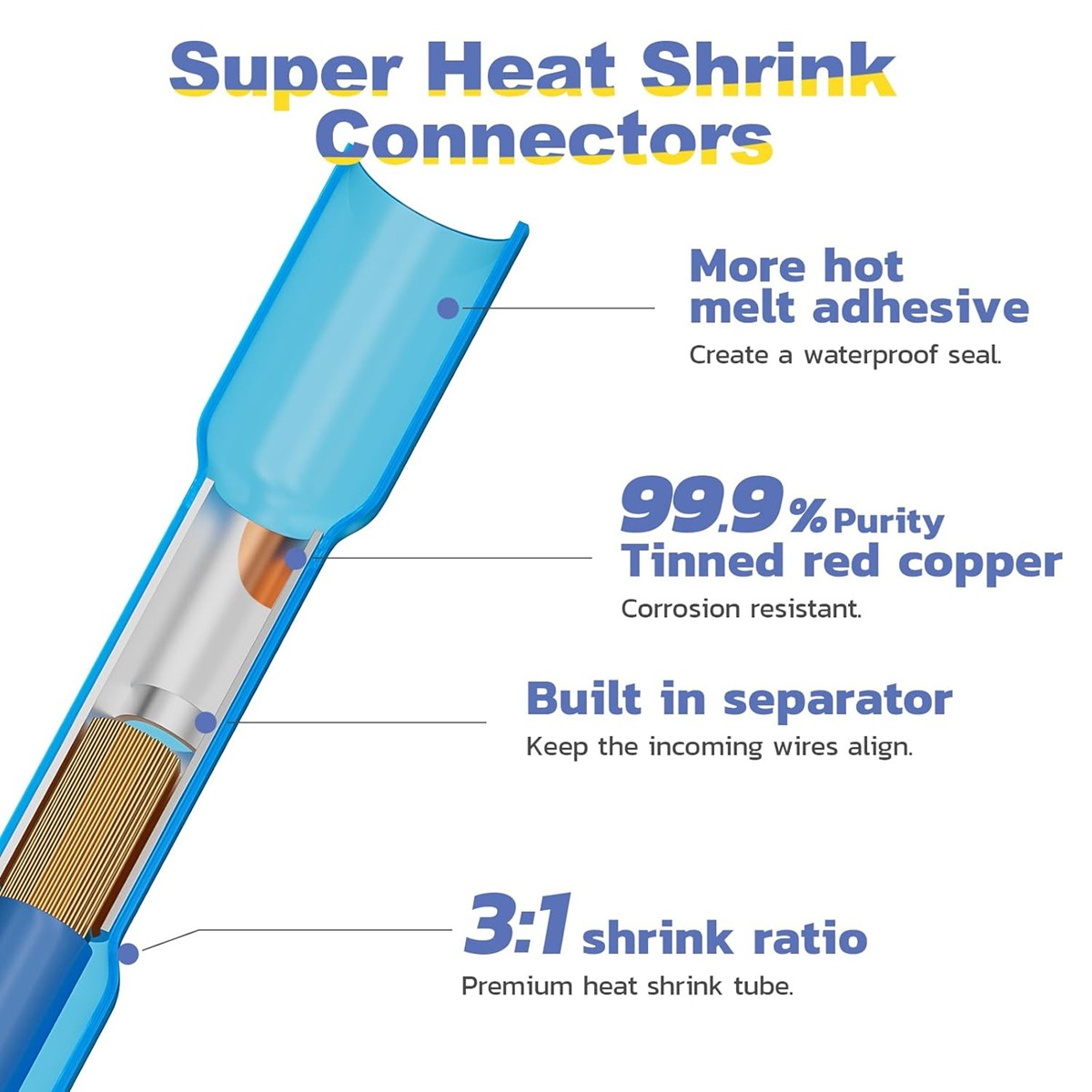 200/100x Assortment Heat Shrink Wire Connectors Seal Electrical Crimp Terminals
