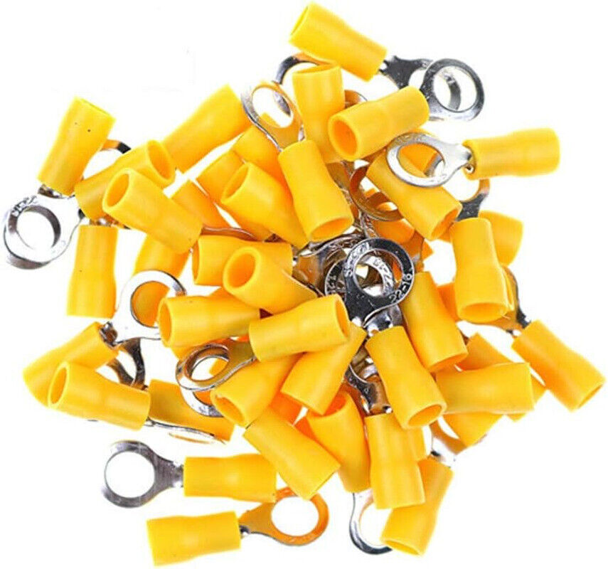 50-200PCS 12-10AWG Insulated Ring Terminal Electrical Wire Crimp Connectors 3/8″