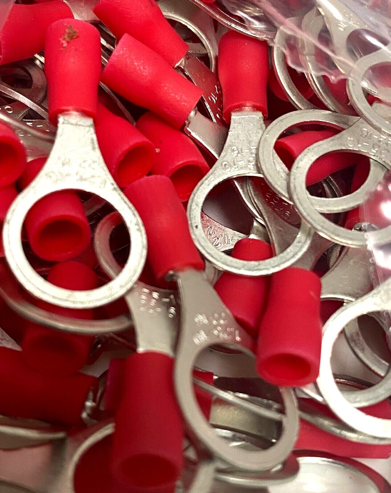RED 22-18 Gauge Wire Ring Terminals Vinyl Connectors Eyelet – YOU CHOOSE SIZE –