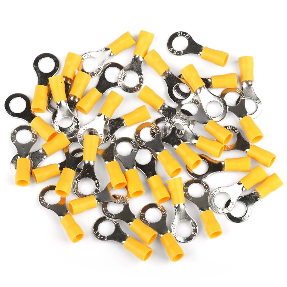 Wire Ring Terminals Vinyl Yellow 12-10 AWG 5/16″ Car Audio Crimp Connectors US