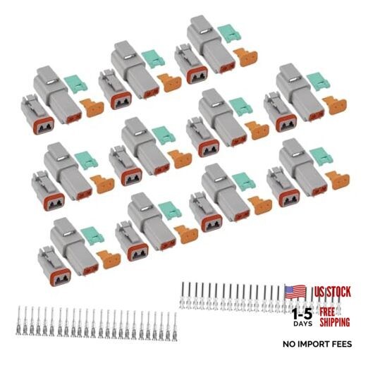 102PCS 2 Pin Deutsch Connector Kit, 12 Sets DT04-2P DT06-2S Waterproof