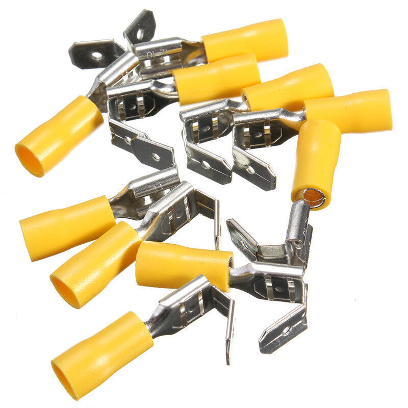 75pcs Insulated 6.3mm Piggyback Spade Crimp Terminal Connectors Assorted 1/4″