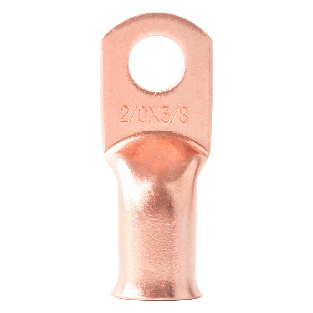 Copper Lug Ring Crimp Solder Terminals Power Or Ground Wire 50x 2/0 Ga AWG 3/8″