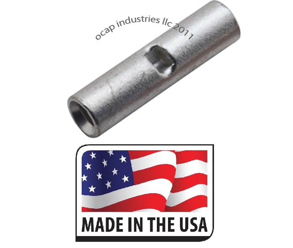 (100) Non-Insulated 26-24 Gauge Seamless Butt Splice Connector Wire Terminal USA