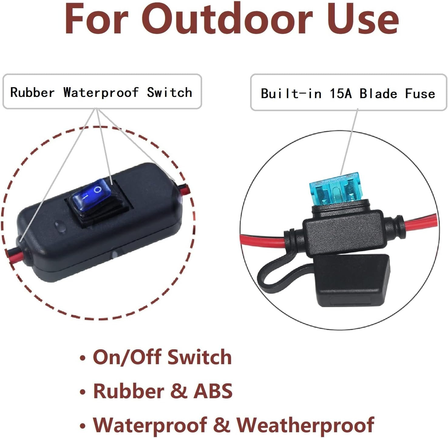 SAE to Battery Alligator Clip – 12V SAE 2Pin Quick Disconnect Cable 10Ft SAE to