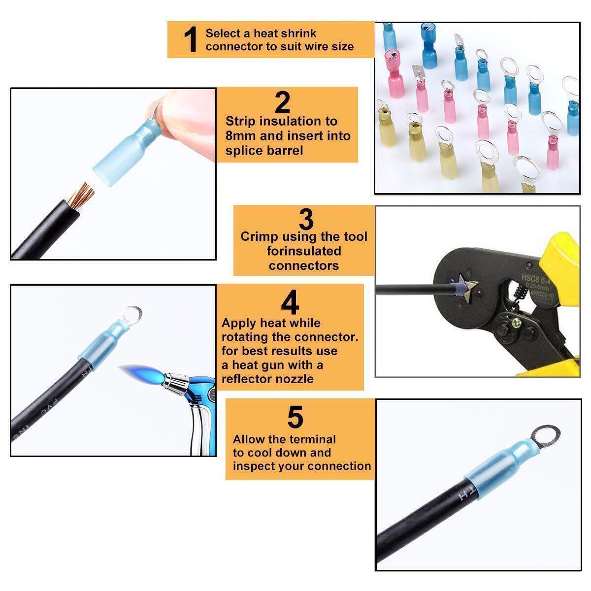 320/500pcs Heat Shrink Butt Wire Connectors Waterproof Crimp Splice Terminal Kit
