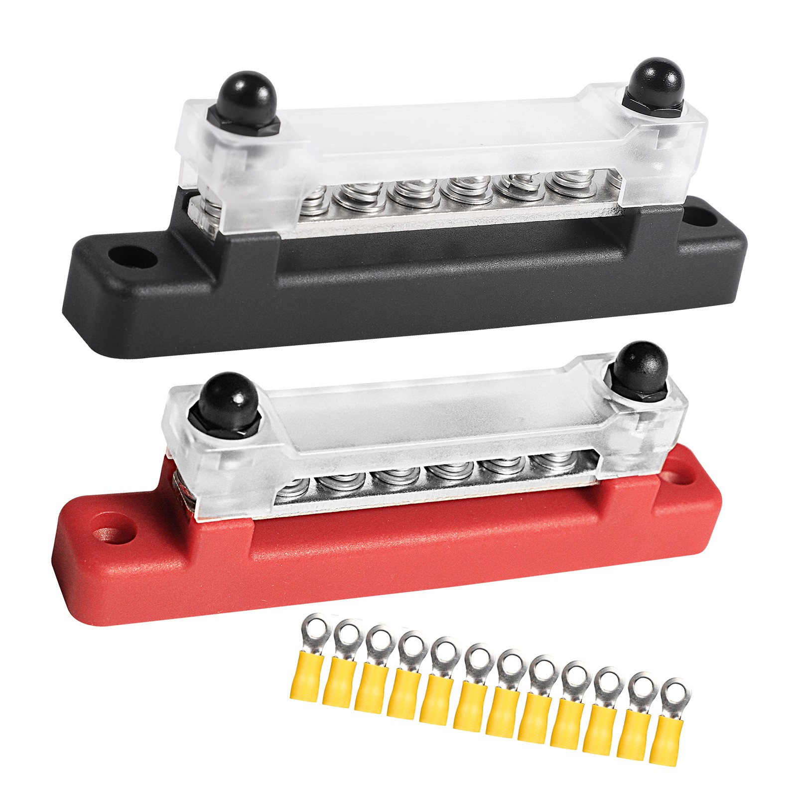 2pcs 6 Way 150A 12x Terminals Block Car Marine Boat Holder Cover 48V Bus Bar T7