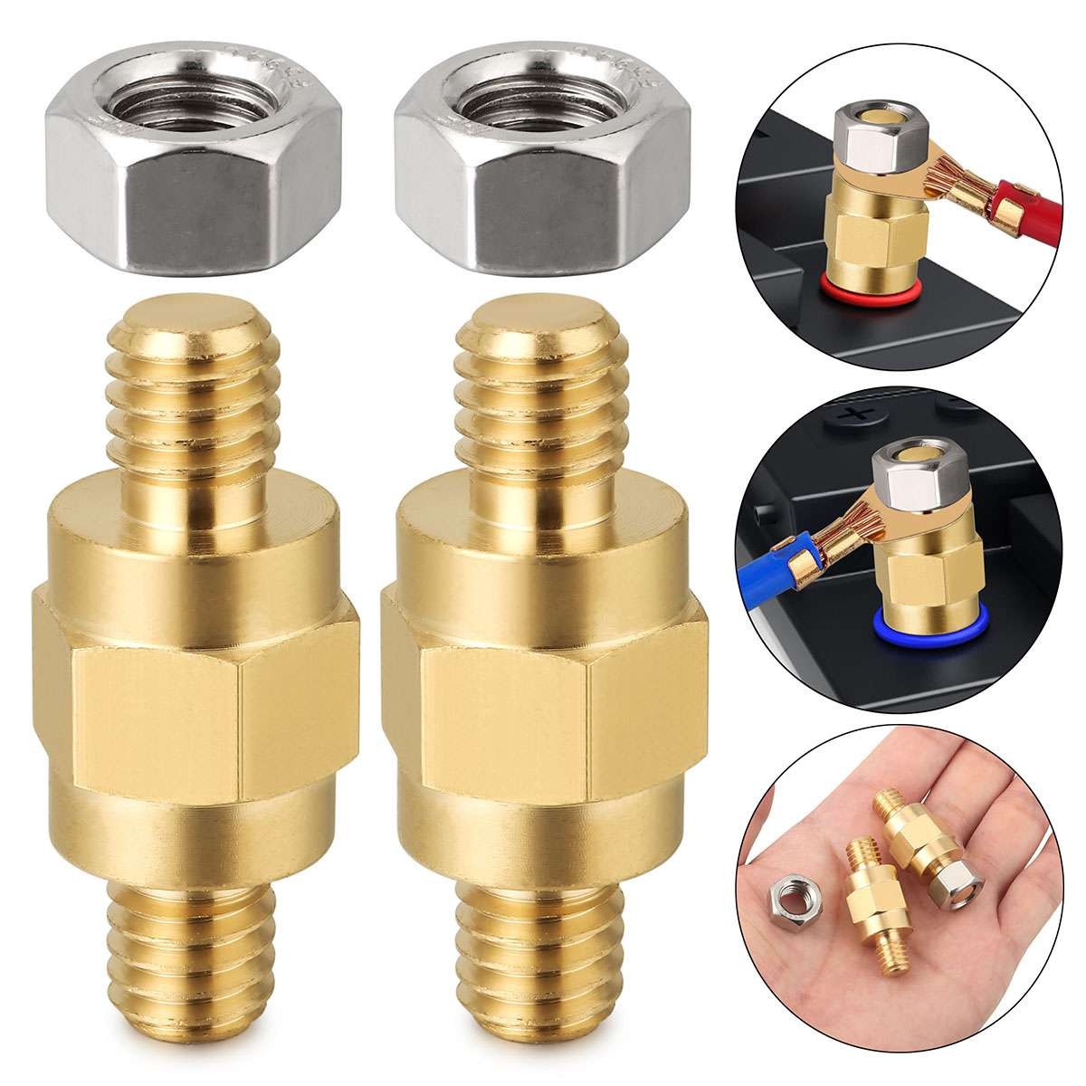 2pcs Side Post Battery Terminal 3/8″-16 Bolts Adapter Stud Extender Screws US