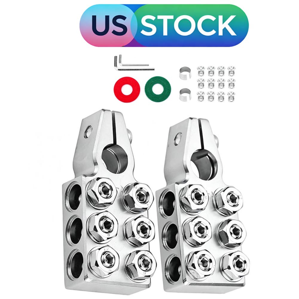 Battery Terminal Clamps 1/0 2 4 8 AWG Gauge 12-Ways Connectors Positive/Negative